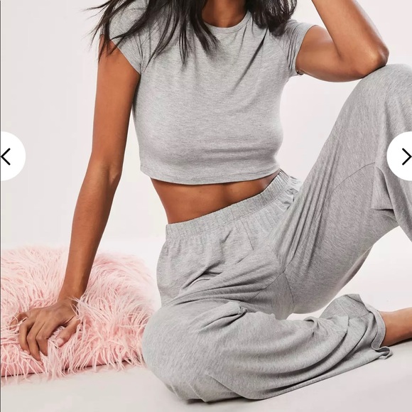 Misguided Gray Crop Top and Wide leg set